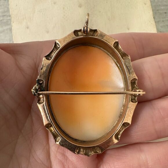 Antique Highly Detailed Shell Carved Cameo Brooch - Picture 12 of 12